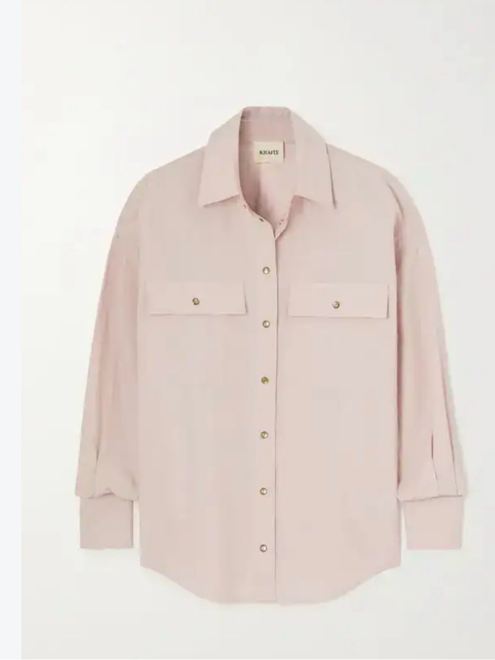 Khaite Pale Pink Button-Front cotton snap Shirt
